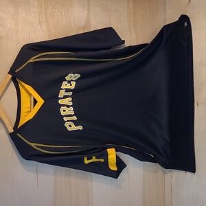 Majestic Pittsburgh Pirates Black and Yellow V-neck Short Sleeve Jersey